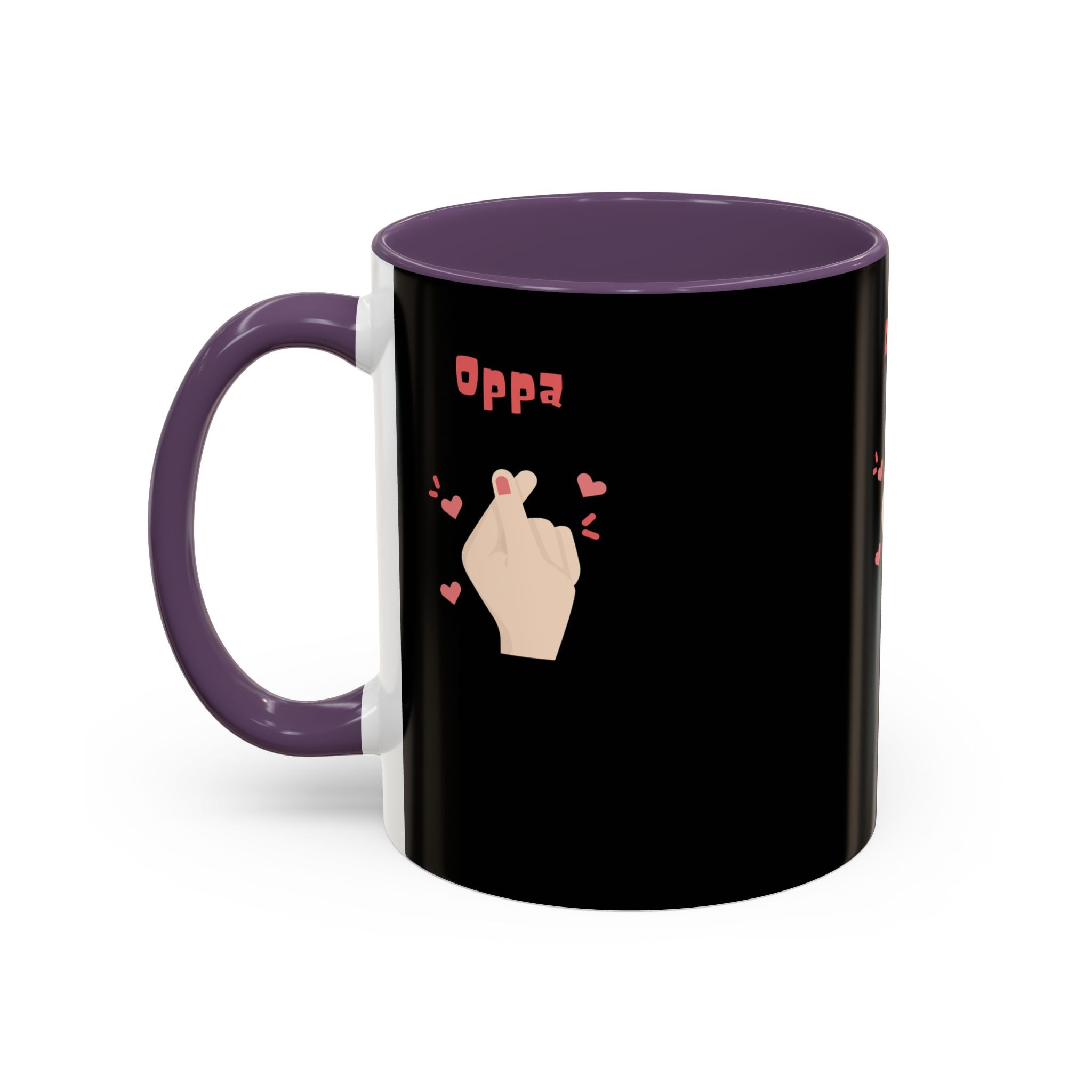 Oppa Heart Finger Coffee Mug — K-Pop Cute Accent Mug (11/15oz)