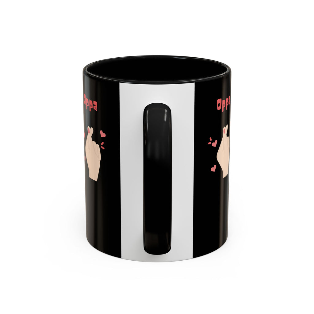 Oppa Heart Finger Coffee Mug — K-Pop Cute Accent Mug (11/15oz)