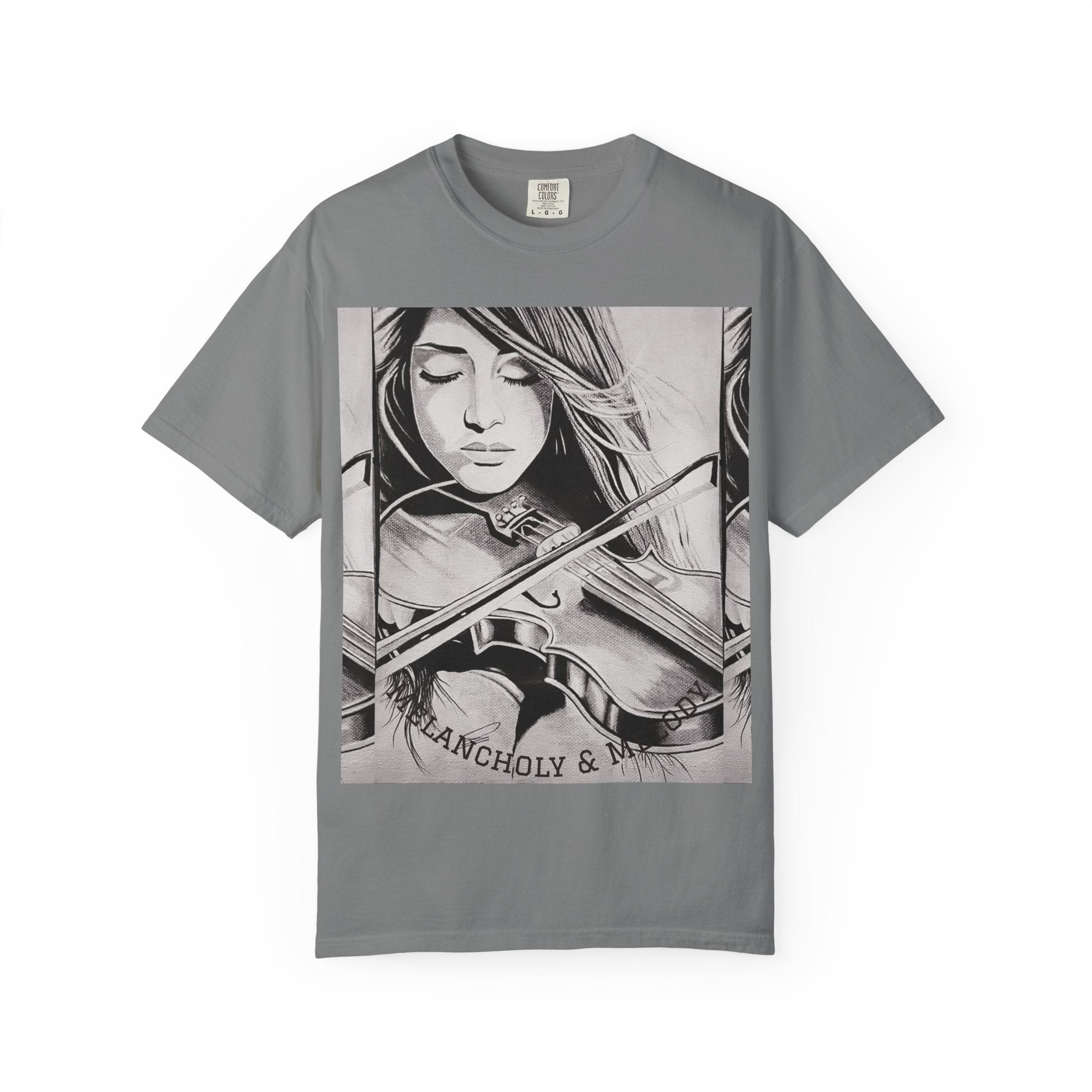 Violinist Graphic T-Shirt — “Where Words Fail, Music Speaks” Garment-Dyed Tee