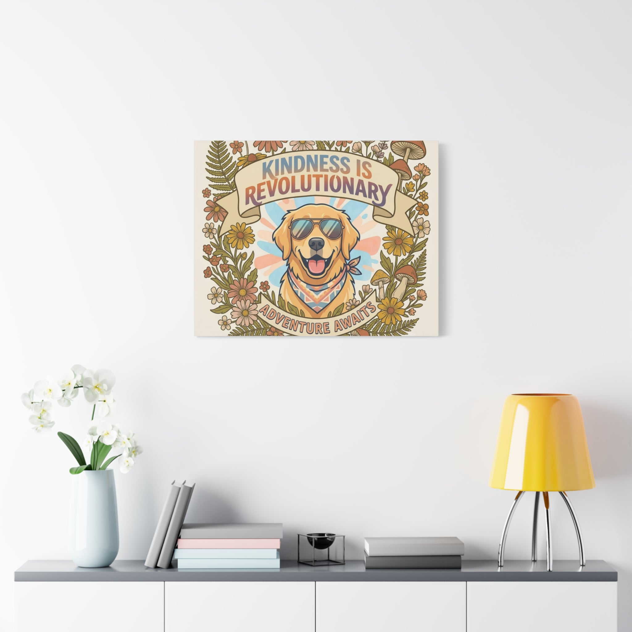 Kindness Is Revolutionary Canvas - Golden Retriever Adventure Wall Art